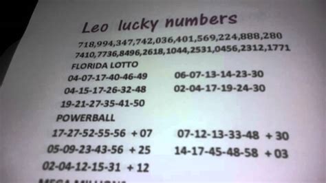 lucky numbers for lotto today leo